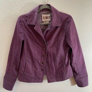 Y2K AMX Denim Snap Shaket in Plum Color Size S